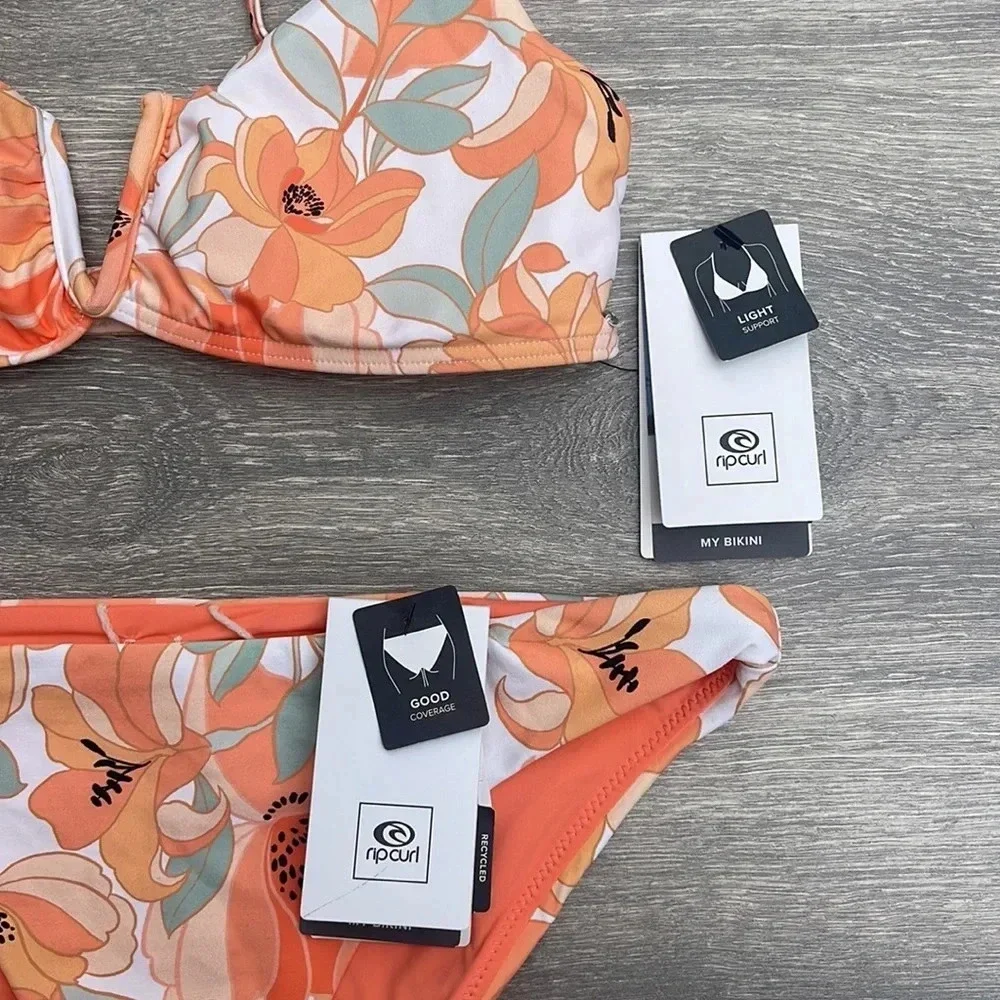 Rip Curl Papaya Punch V Wire Bikini Top & Good Coverage Bottoms, white - Picture 15 of 15